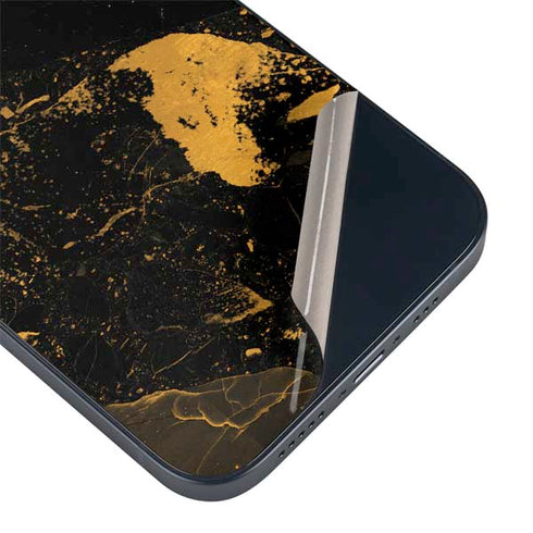 Black and Gold Scattered Marble iPhone 14 Plus Skin